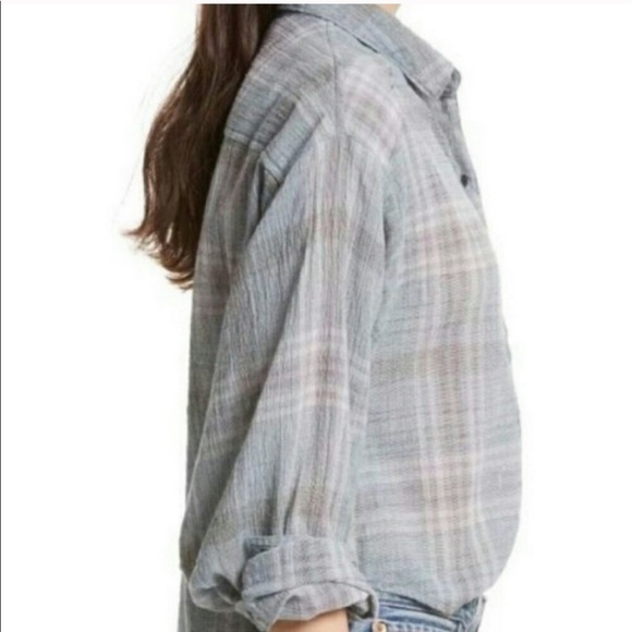 Free People Gray Boxy Button Down Shirt - Picture 2 of 6